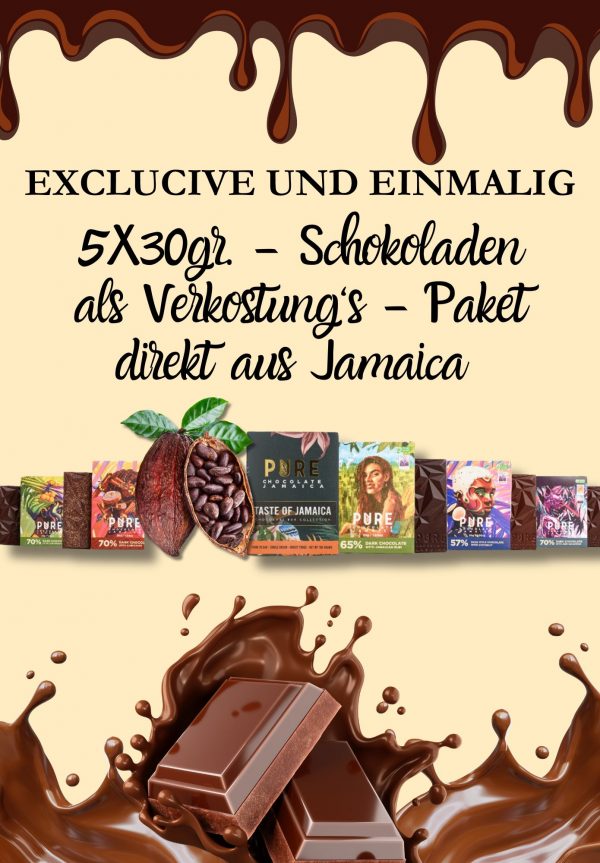 5x 30gr Schokolade Testpaket direkt aus Jamaica