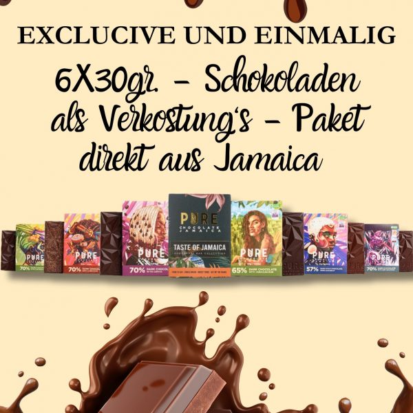 6x30g Schokolade direkt aus Jamaica, Verkostungspaket mit Anleitung